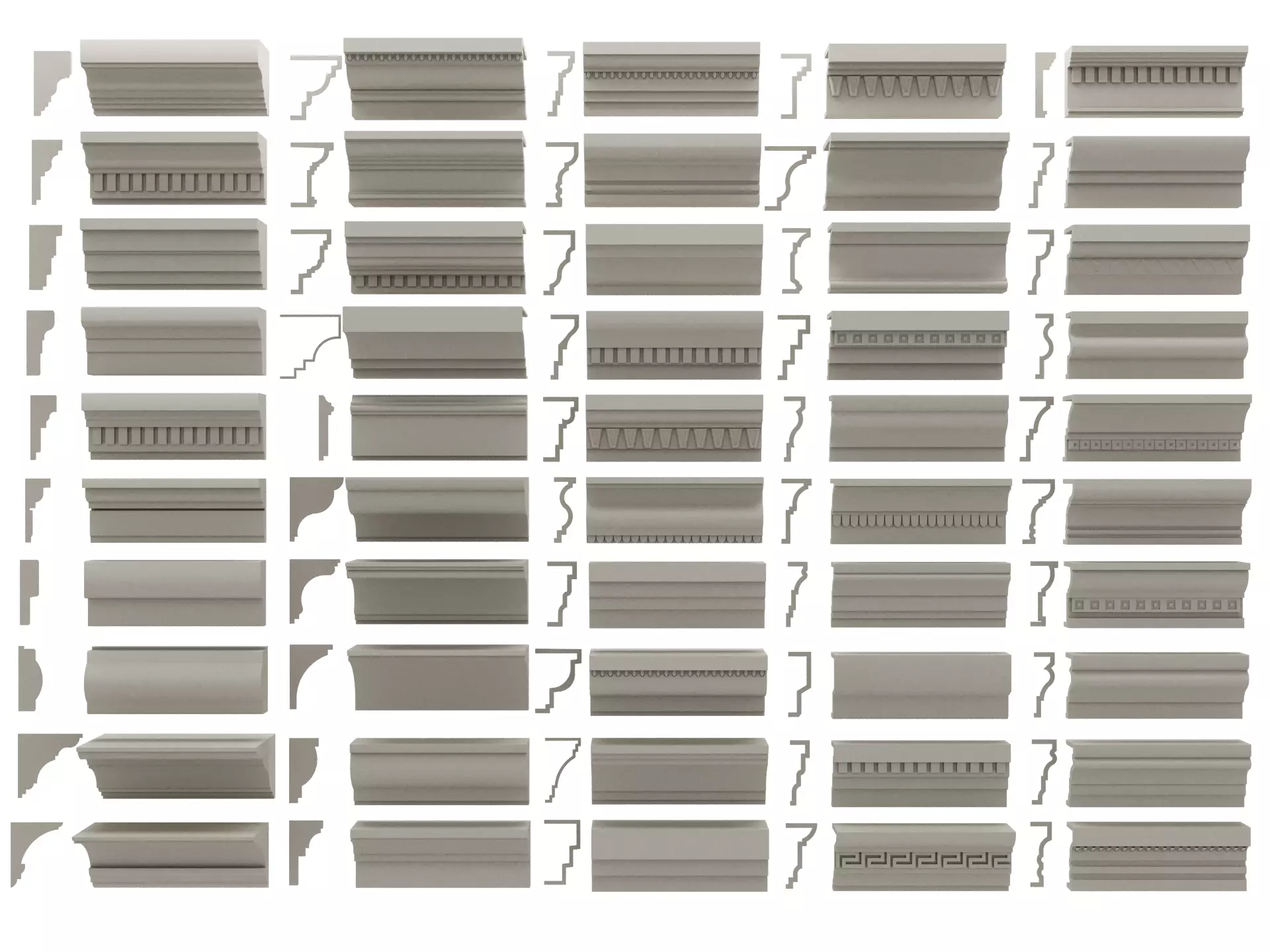 Classical molding profile sweeps collection 3D model_3