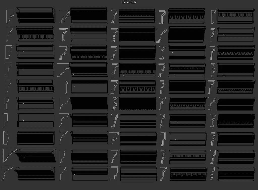 Classical molding profile sweeps collection 3D model_11
