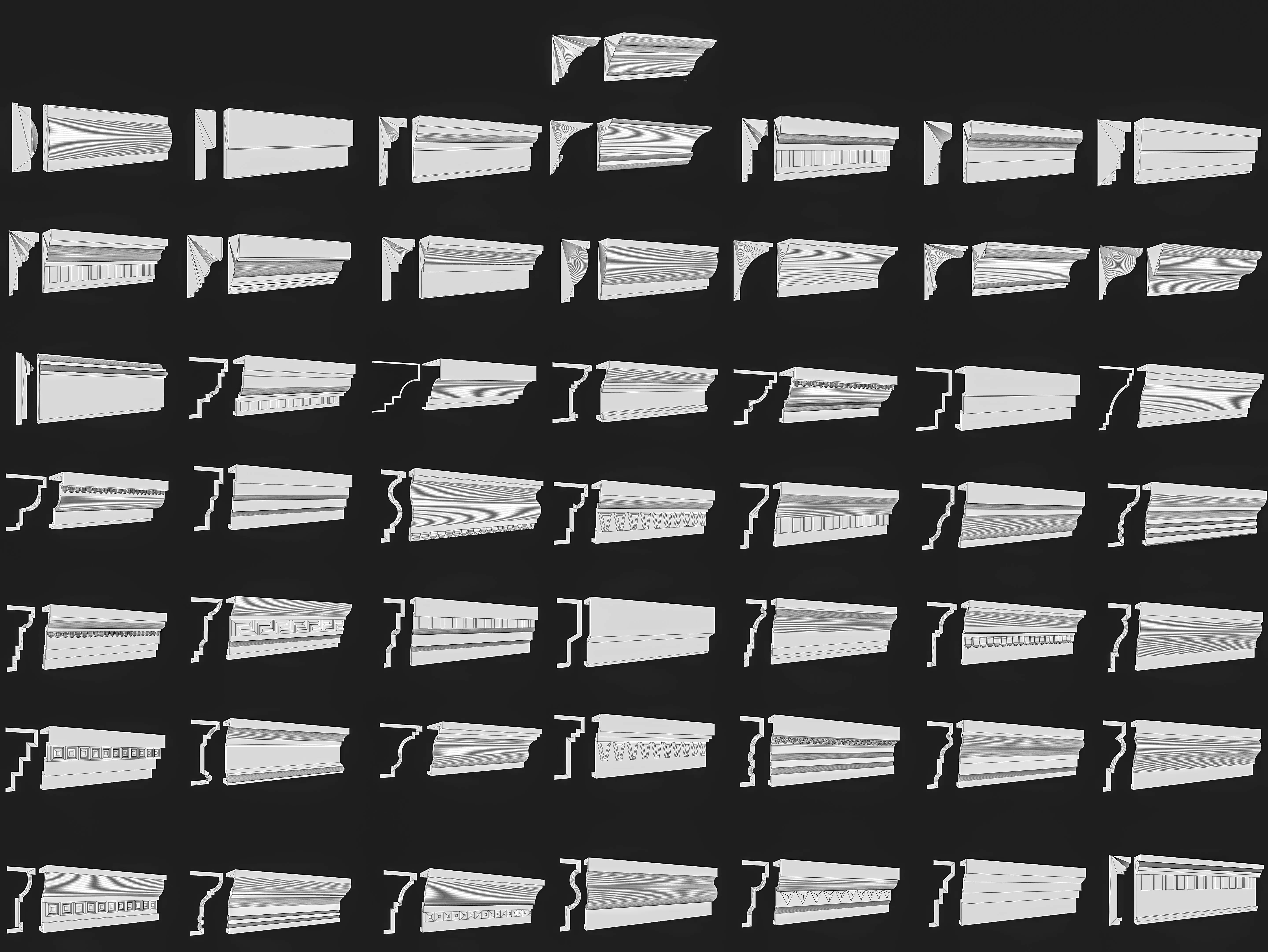 Classical molding profile sweeps collection 3D model_1