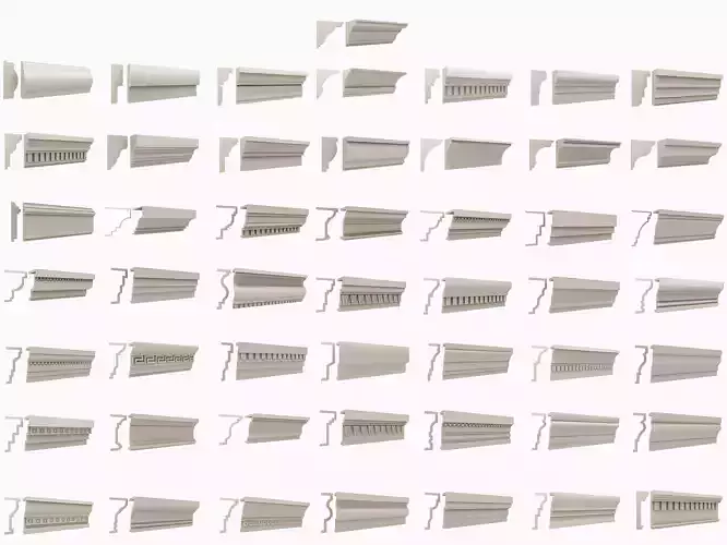 Classical molding profile sweeps collection 3D model Classical molding profile sweeps collection 3D model