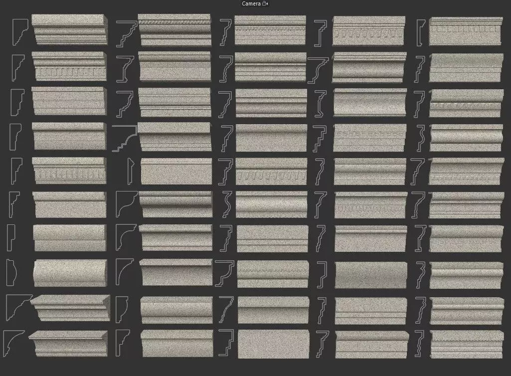 Classical molding profile sweeps collection 3D model_2