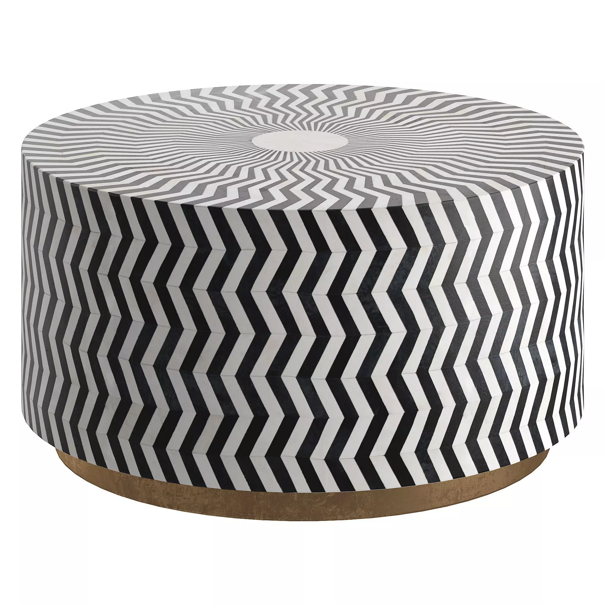 Black and White Zic Zac Bone Round Coffee Table by Maia Homes 3D model