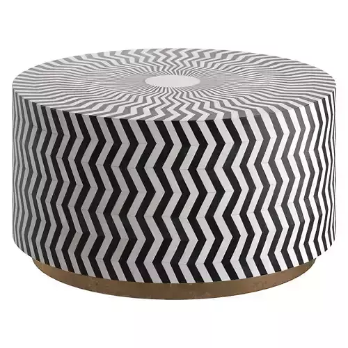 Black and White Zic Zac Bone  Round Coffee Table by Maia Homes