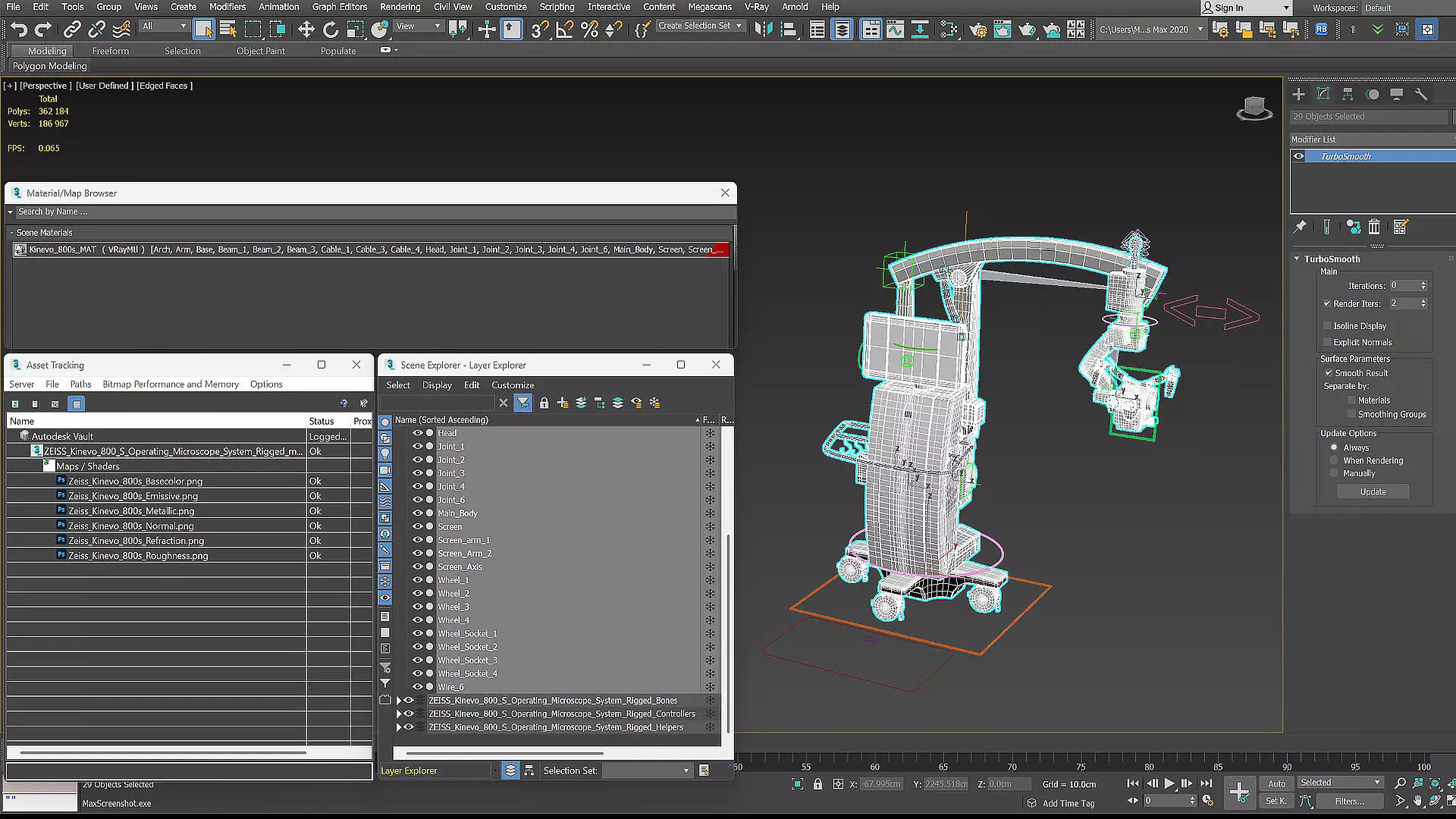 ZEISS Kinevo 800 S Operating Microscope System Rigged 3D model_15