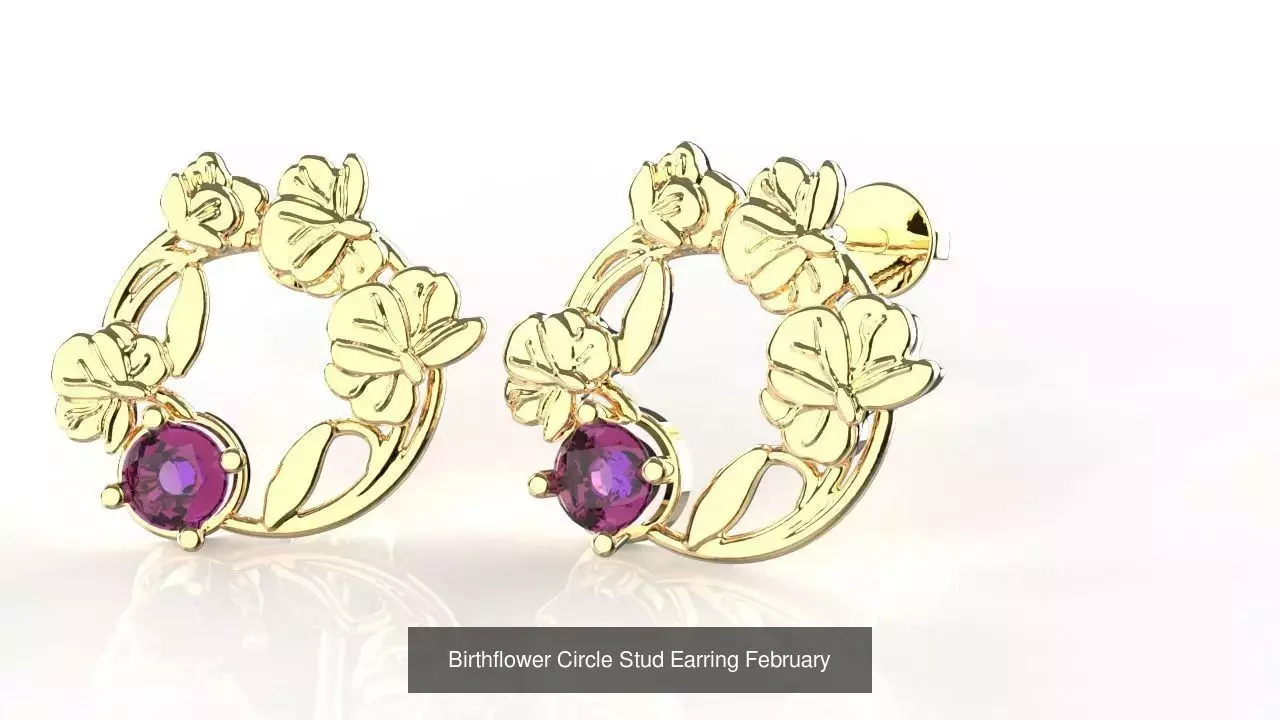 Birthflower Circle Stud Earring Complete Collection _3
