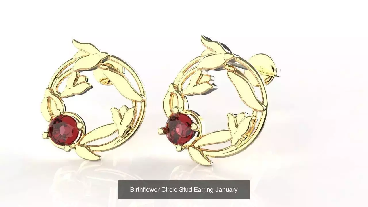 Birthflower Circle Stud Earring Complete Collection _2