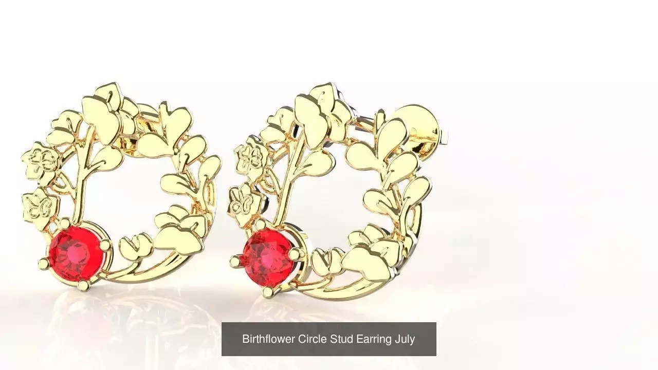 Birthflower Circle Stud Earring Complete Collection _8