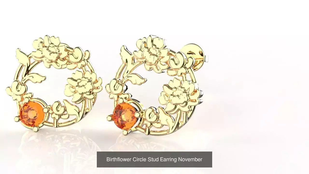 Birthflower Circle Stud Earring Complete Collection _12