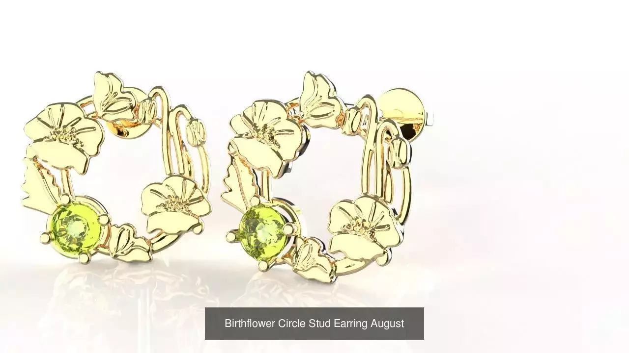 Birthflower Circle Stud Earring Complete Collection _9