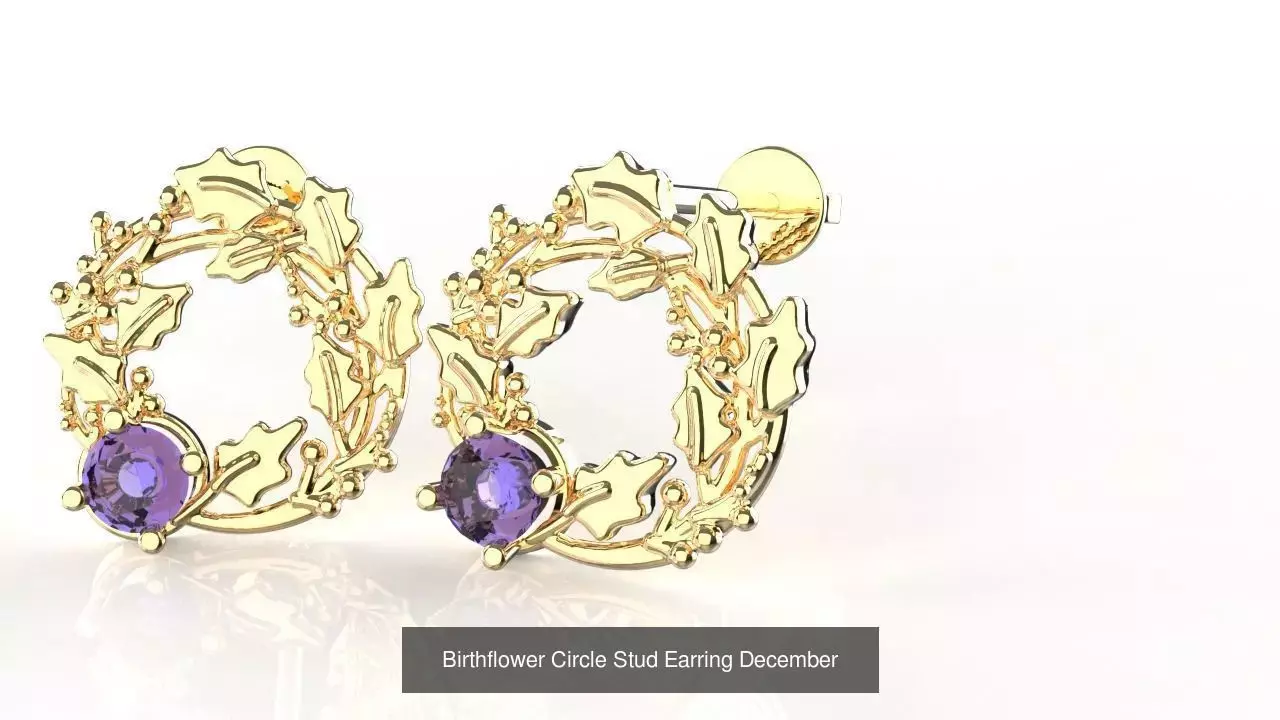 Birthflower Circle Stud Earring Complete Collection _13