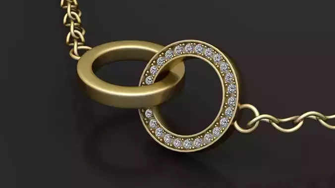 Interlocked Diamond Circles Necklace 