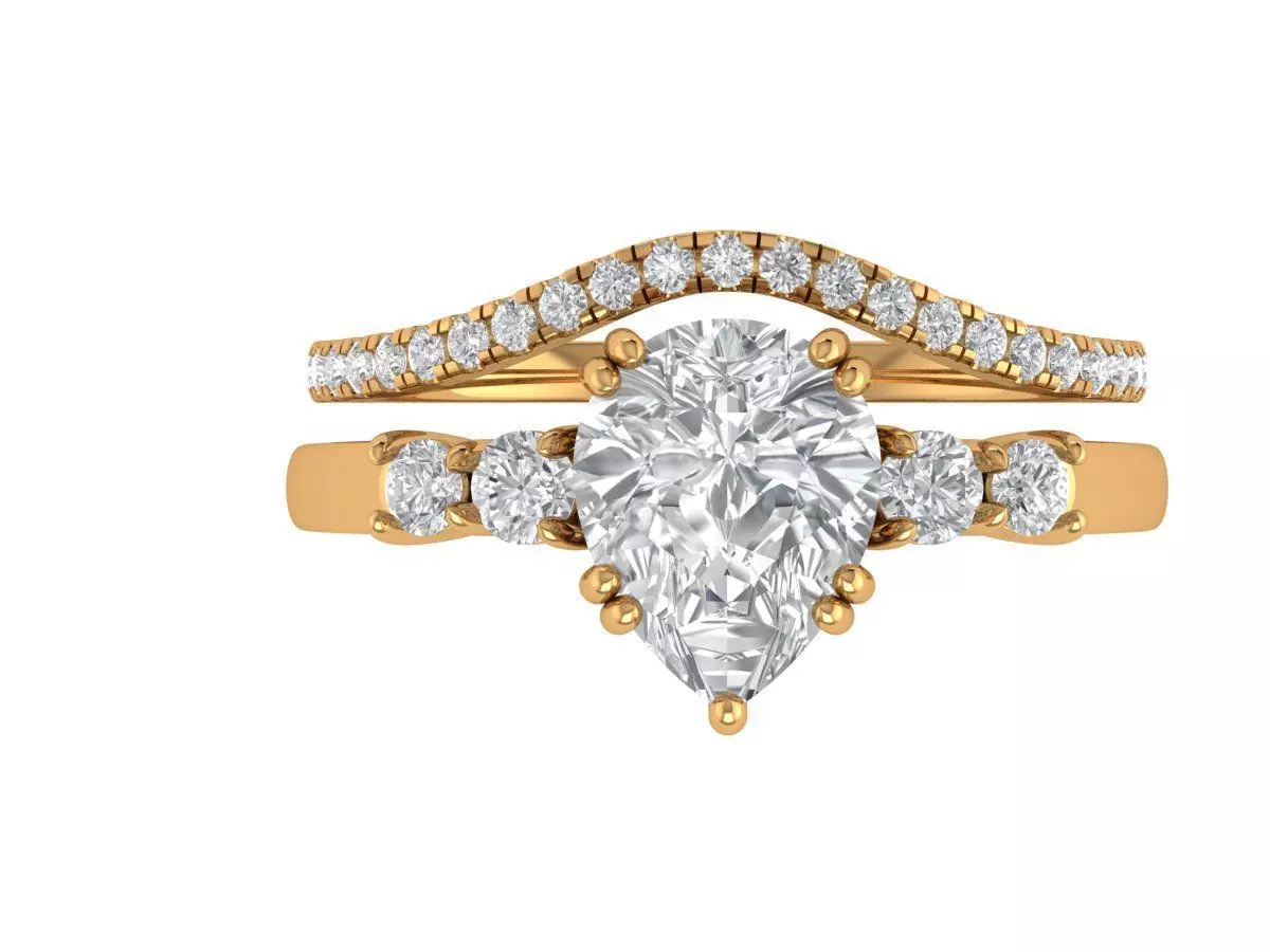 Pear Engagement Ring 3D print model_1