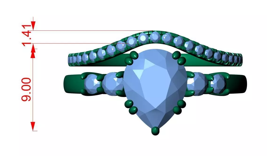 Pear Engagement Ring 3D print model_10