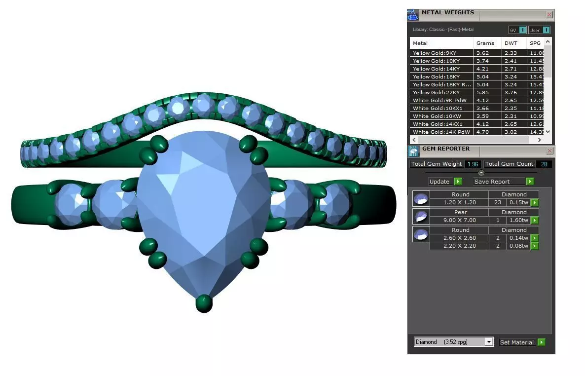 Pear Engagement Ring 3D print model_9