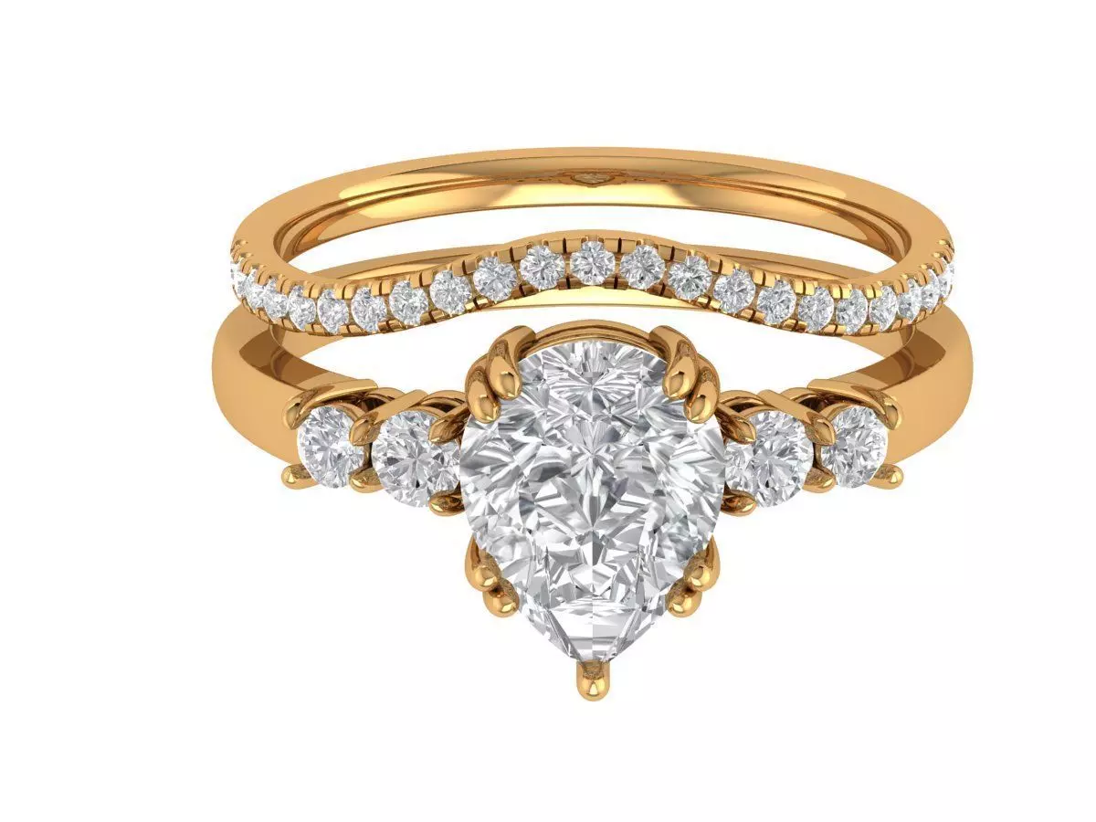 Pear Engagement Ring 3D print model_0