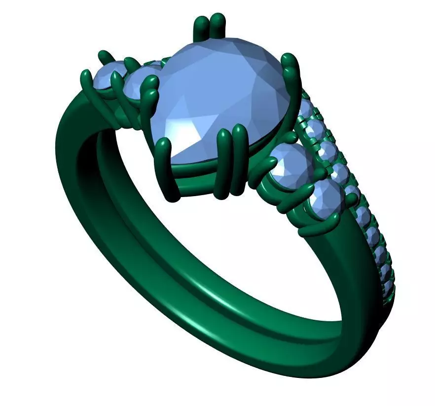 Pear Engagement Ring 3D print model_8