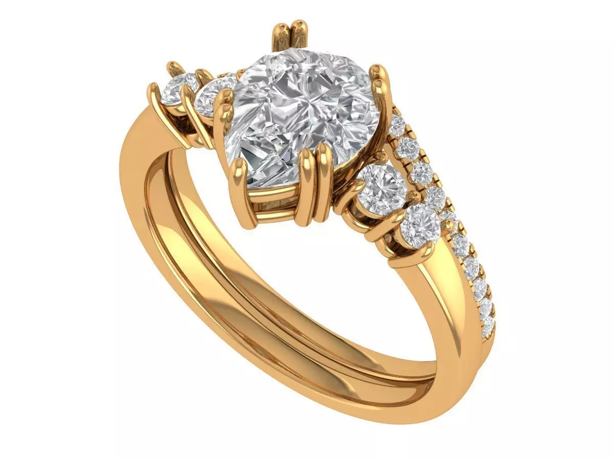 Pear Engagement Ring 3D print model_4