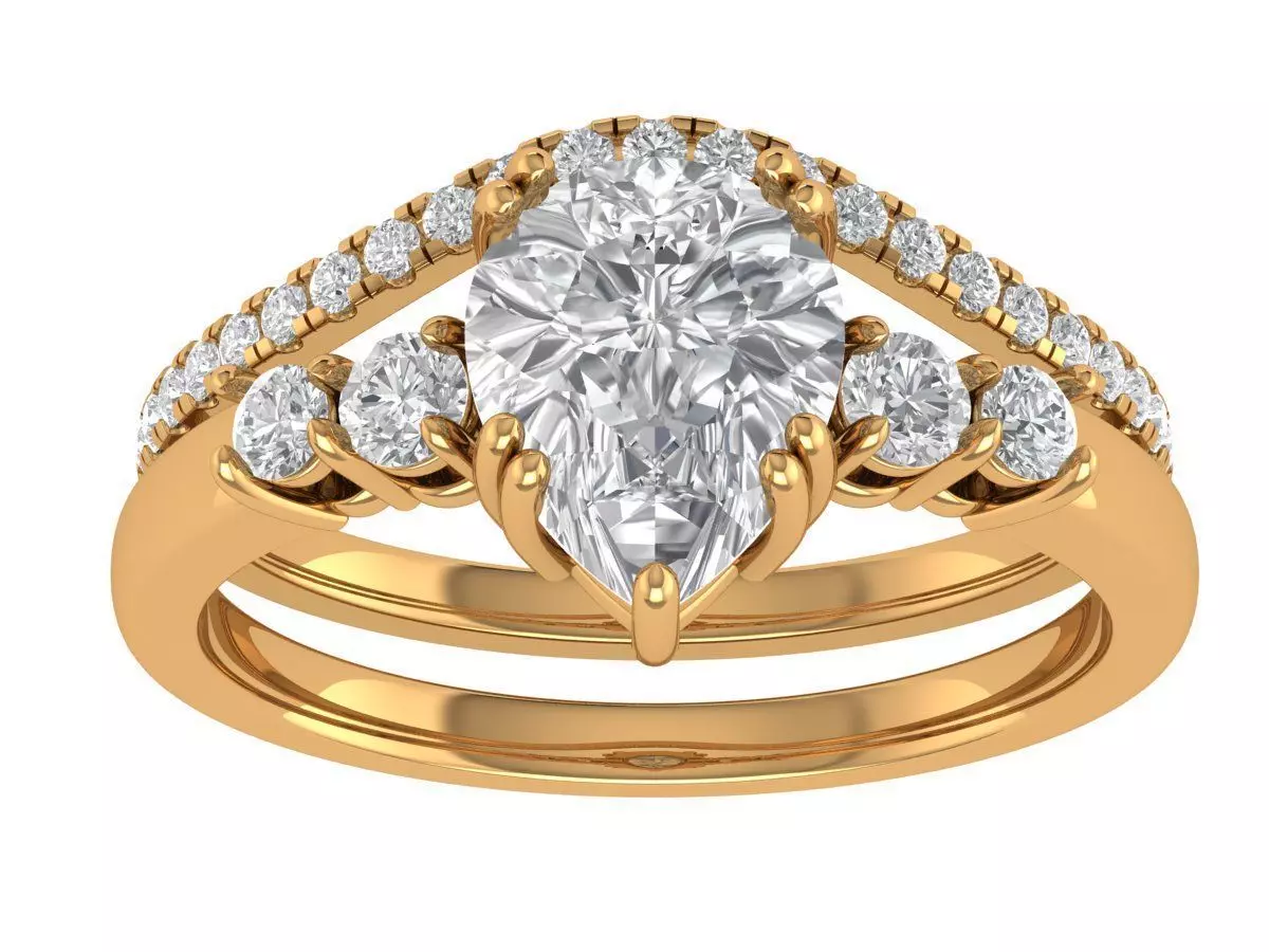 Pear Engagement Ring 3D print model_2