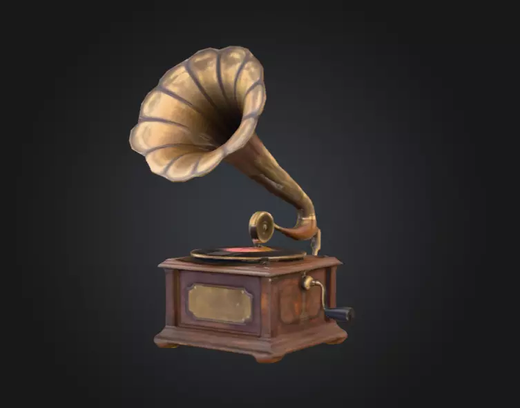 Vintage Rusted Gramophone Low-poly 3D model_10