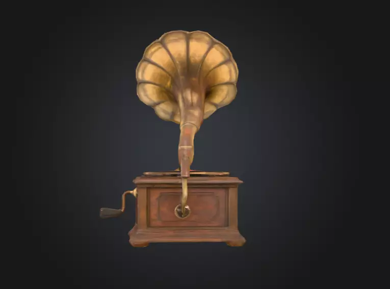 Vintage Rusted Gramophone Low-poly 3D model_9