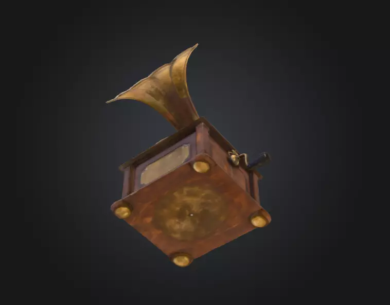 Vintage Rusted Gramophone Low-poly 3D model_13