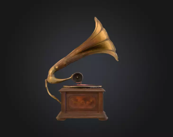Vintage Rusted Gramophone Low-poly 3D model_5