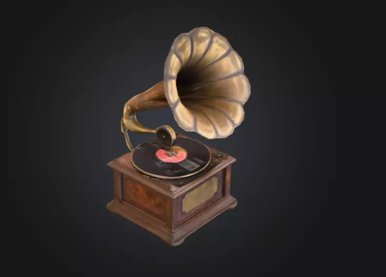 Vintage Rusted Gramophone Low-poly 3D model_16