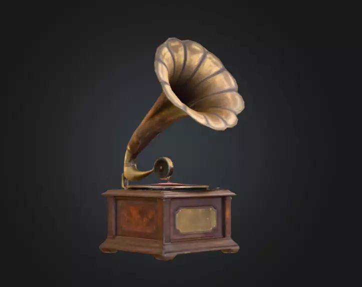 Vintage Rusted Gramophone Low-poly 3D model_4