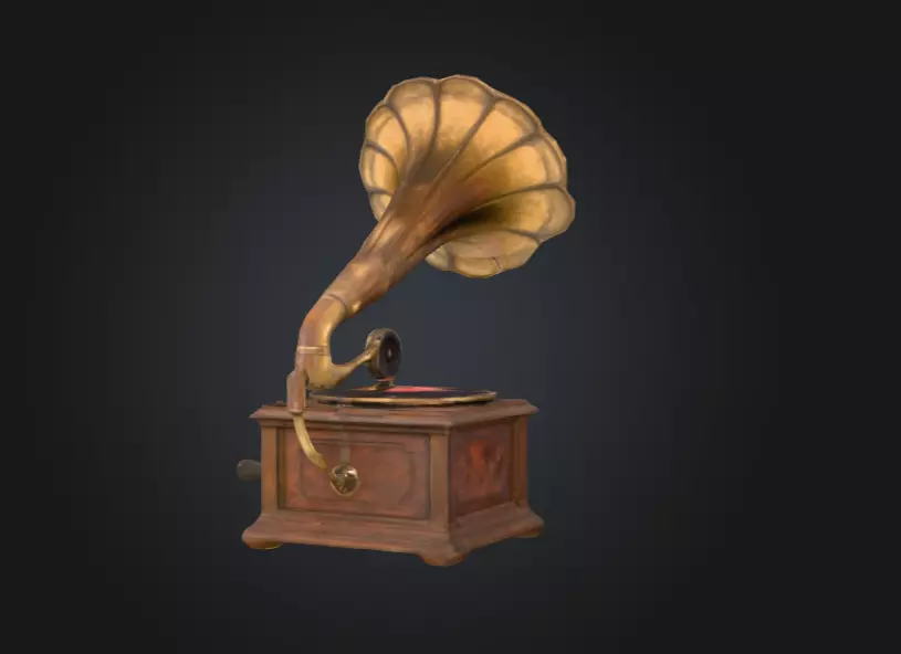 Vintage Rusted Gramophone Low-poly 3D model_3