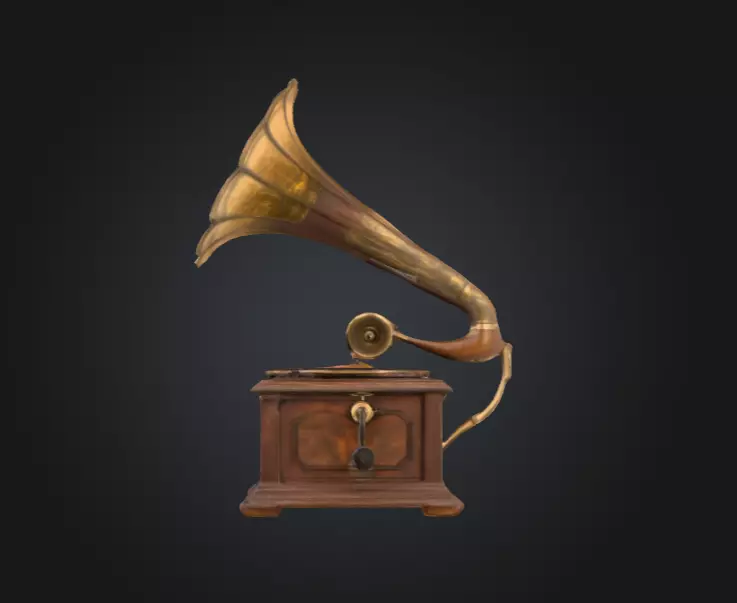 Vintage Rusted Gramophone Low-poly 3D model_8