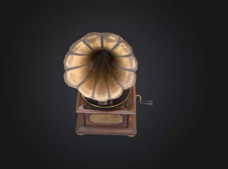 Vintage Rusted Gramophone Low-poly 3D model_11