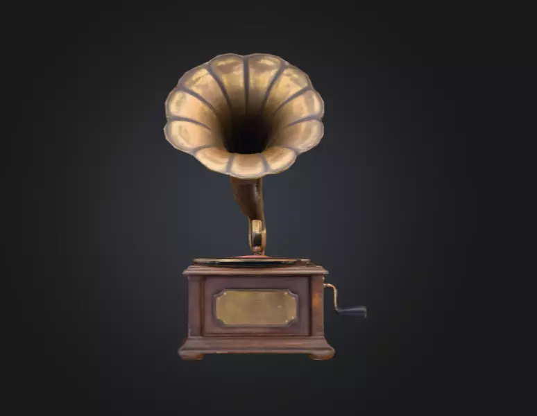 Vintage Rusted Gramophone Low-poly 3D model_6