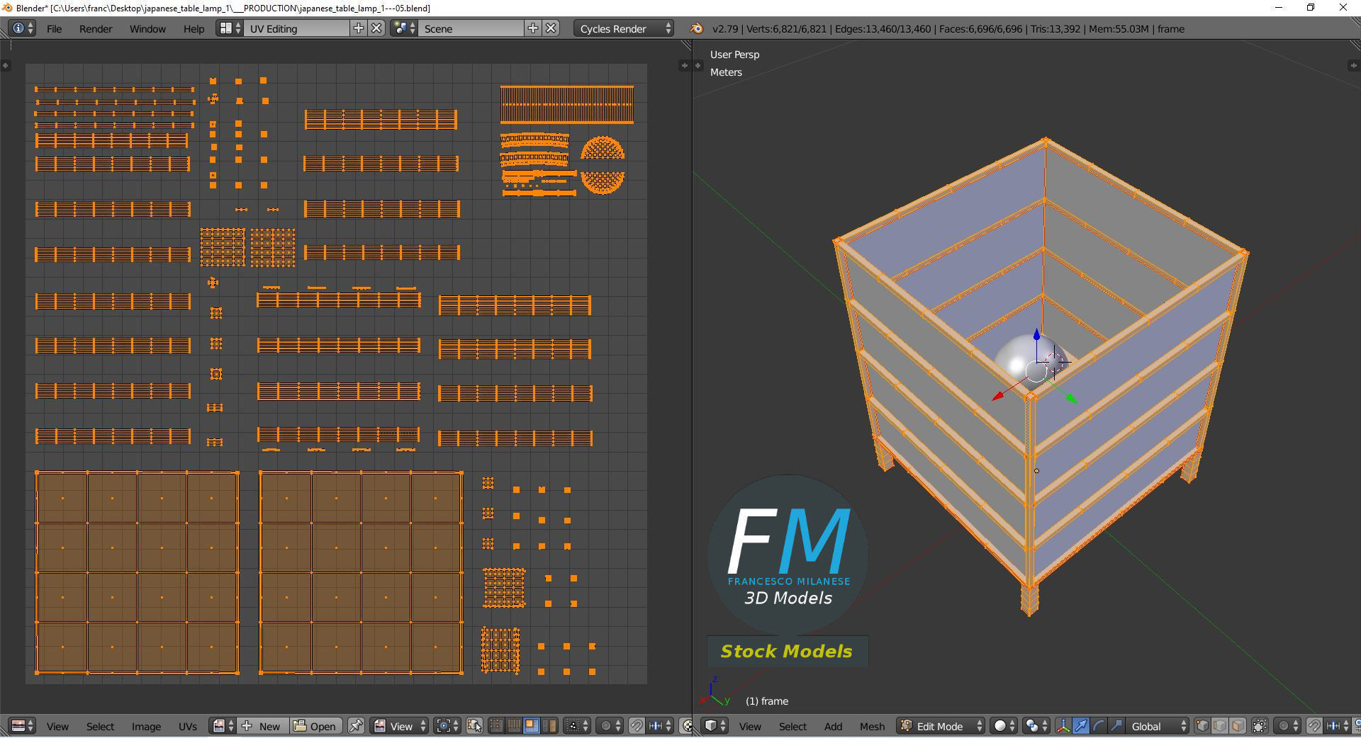 Japanese table lamp 1 3D model_10
