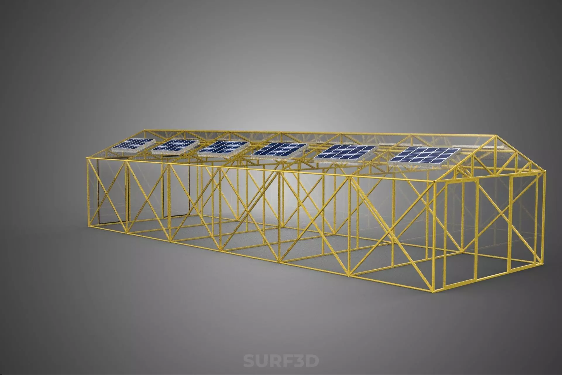 SOLAR POWERED PLANT CROP GREENHOUSE HOTHOUSE GLASSHOUSE GARDEN 3D model_10