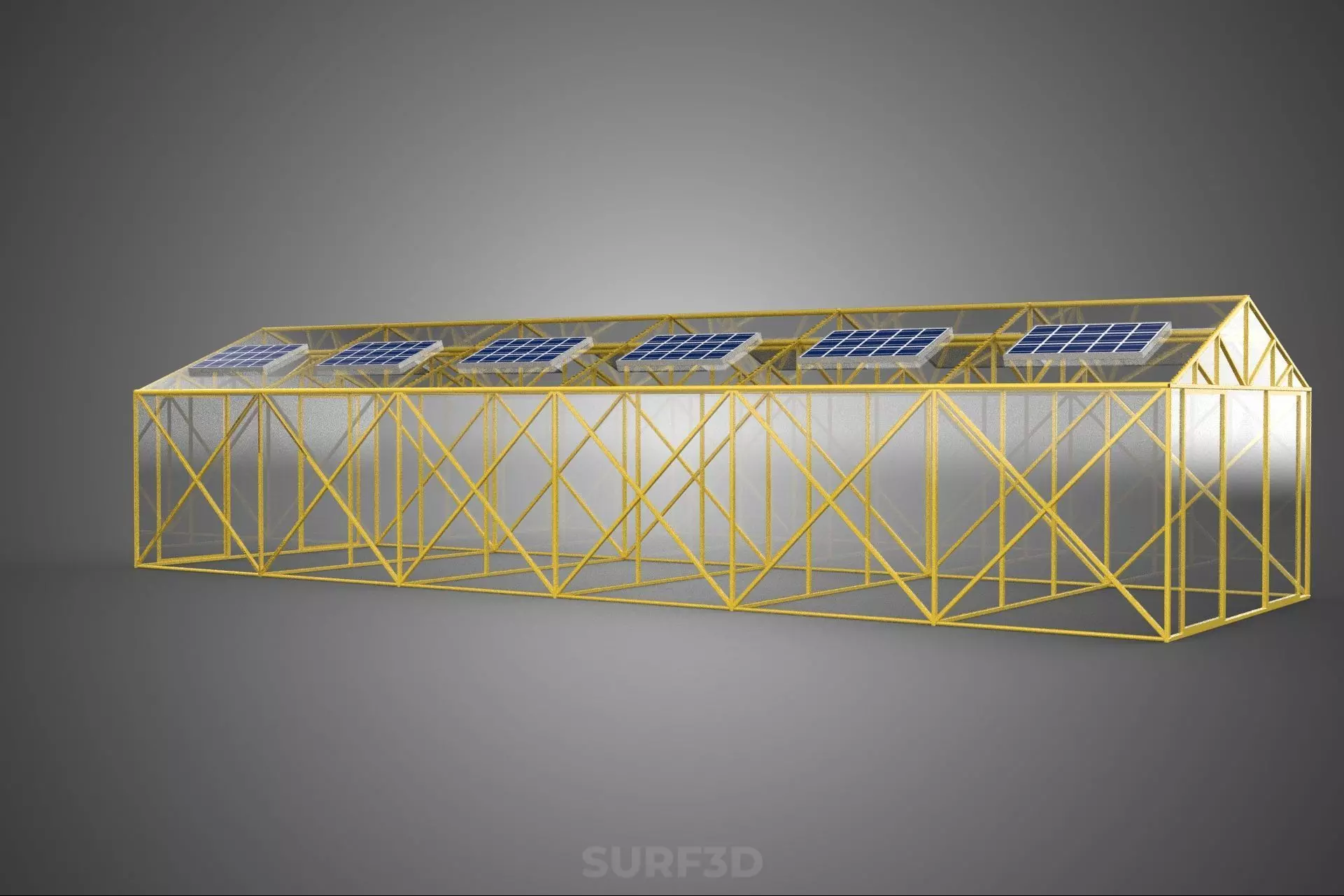 SOLAR POWERED PLANT CROP GREENHOUSE HOTHOUSE GLASSHOUSE GARDEN 3D model_24