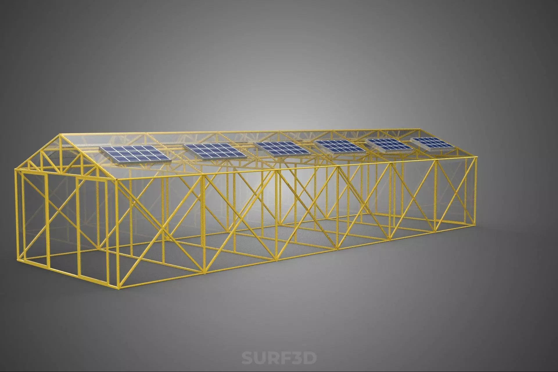 SOLAR POWERED PLANT CROP GREENHOUSE HOTHOUSE GLASSHOUSE GARDEN 3D model_8