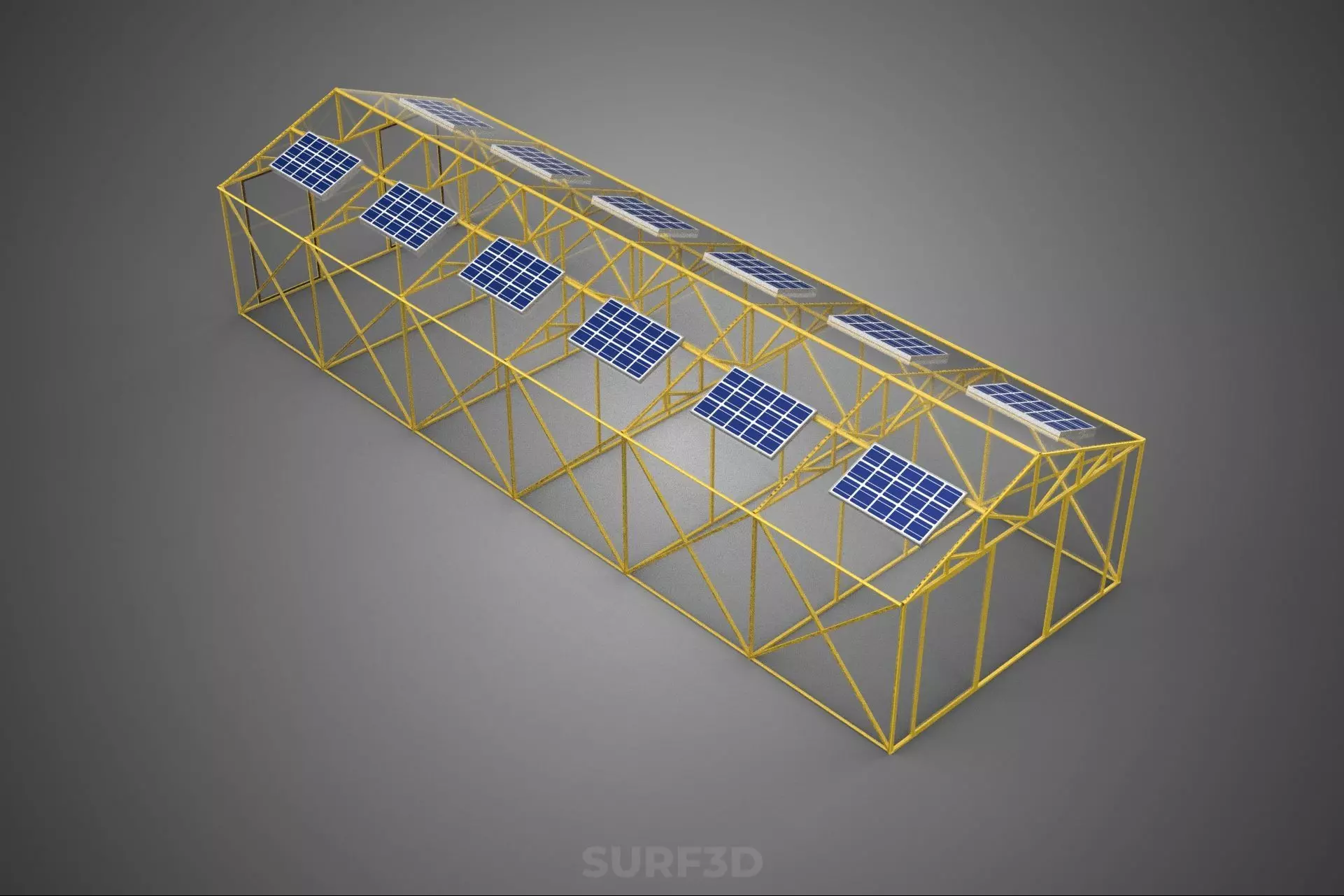 SOLAR POWERED PLANT CROP GREENHOUSE HOTHOUSE GLASSHOUSE GARDEN 3D model_5