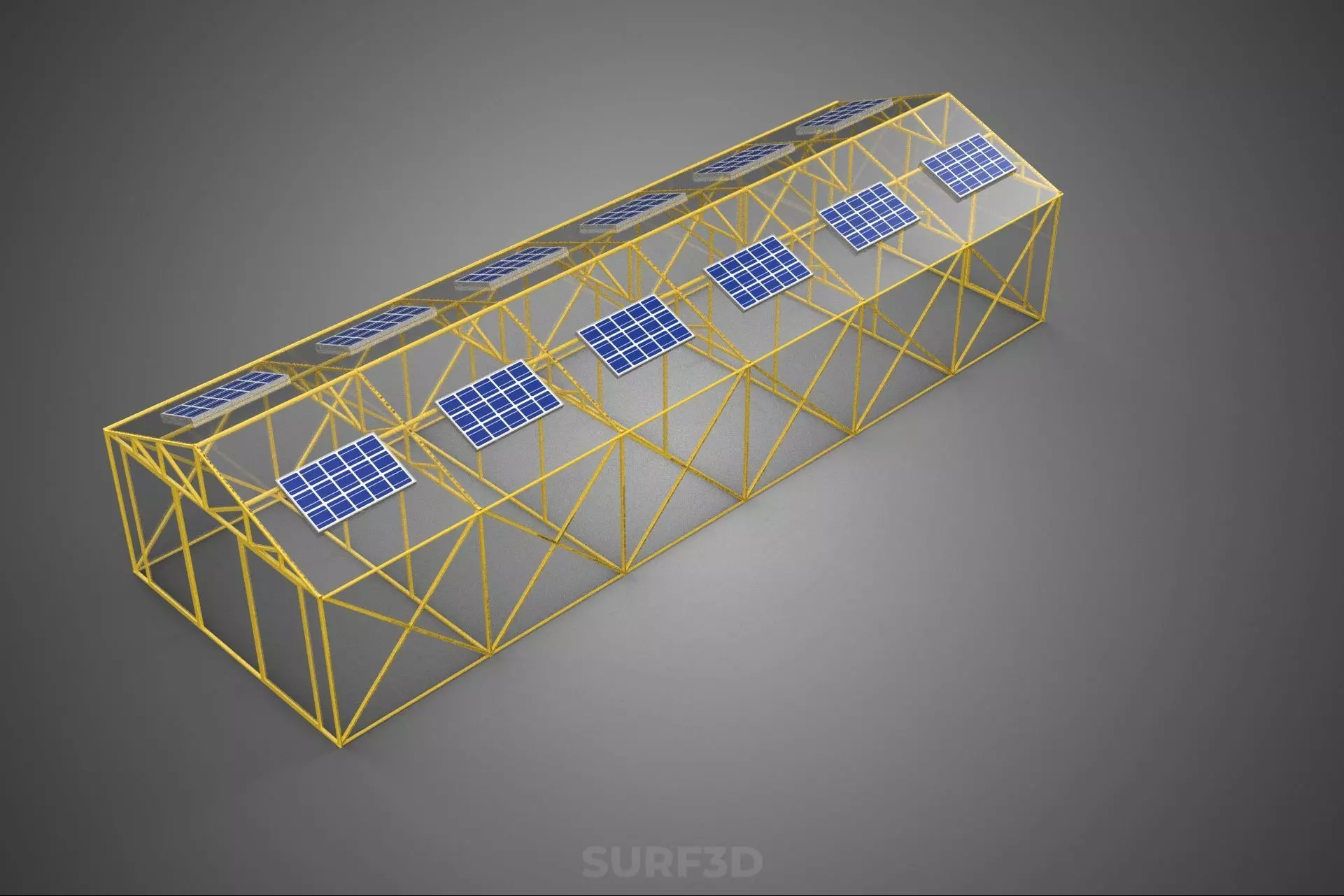 SOLAR POWERED PLANT CROP GREENHOUSE HOTHOUSE GLASSHOUSE GARDEN 3D model_3