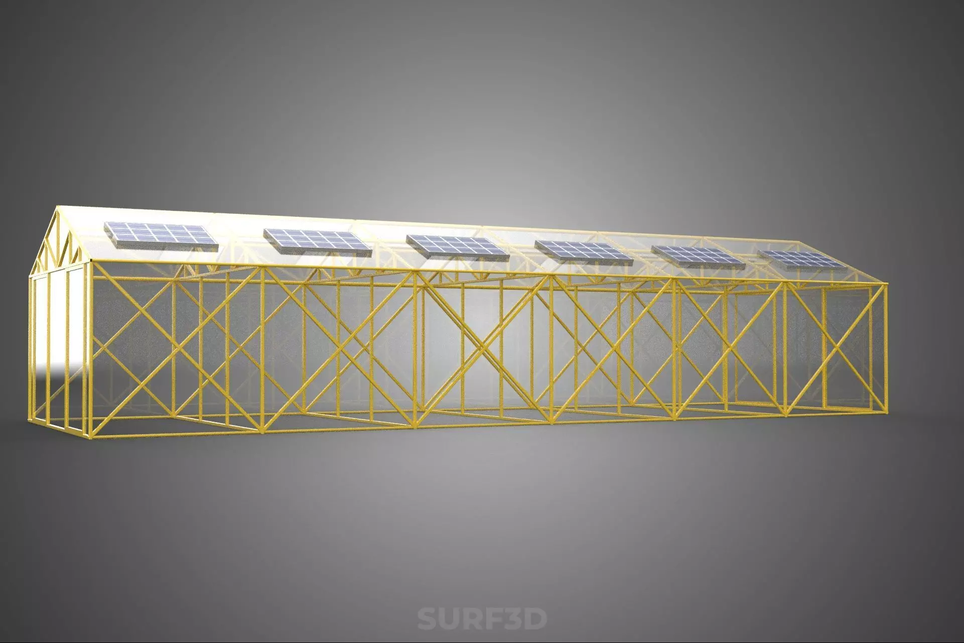SOLAR POWERED PLANT CROP GREENHOUSE HOTHOUSE GLASSHOUSE GARDEN 3D model_23