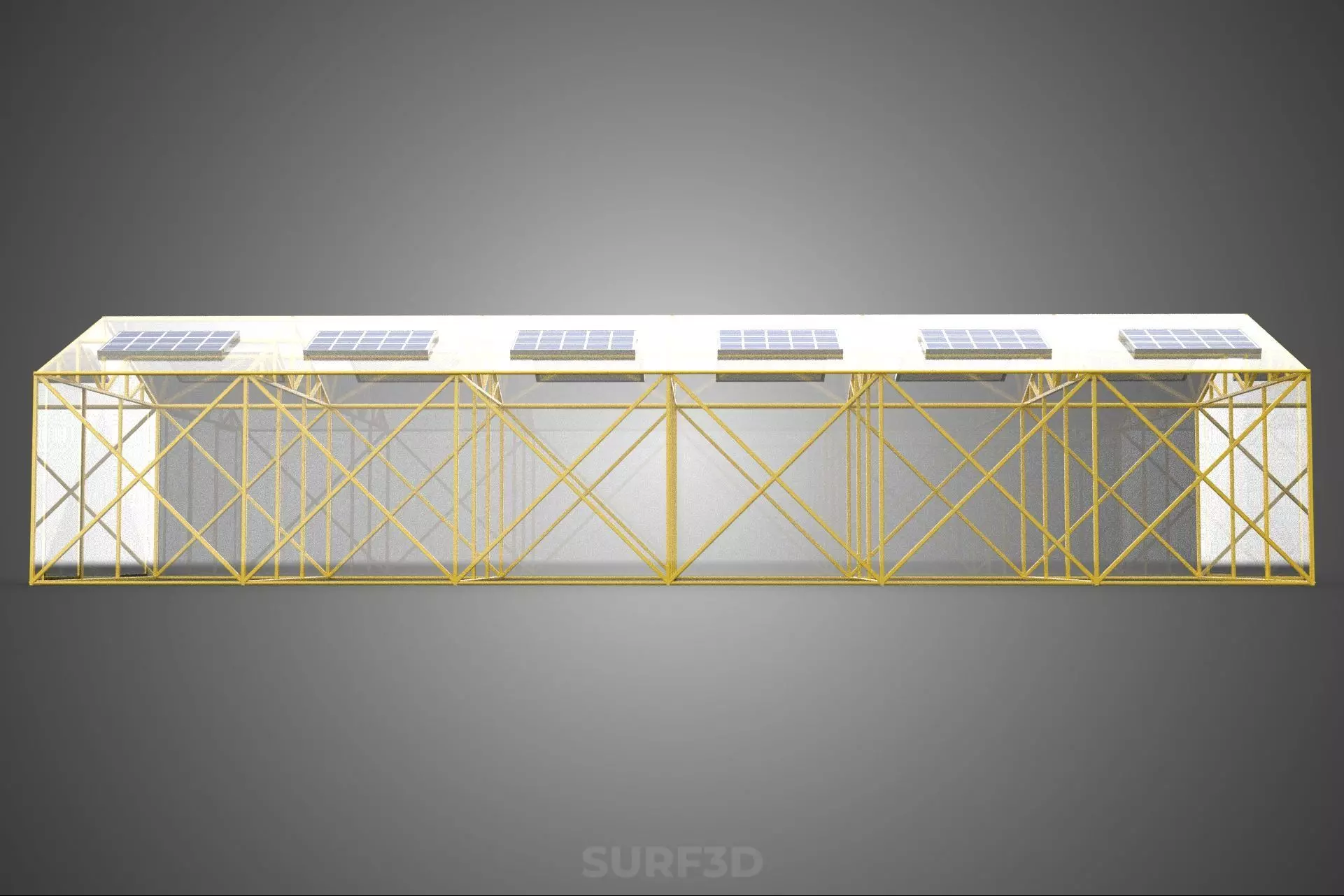 SOLAR POWERED PLANT CROP GREENHOUSE HOTHOUSE GLASSHOUSE GARDEN 3D model_16