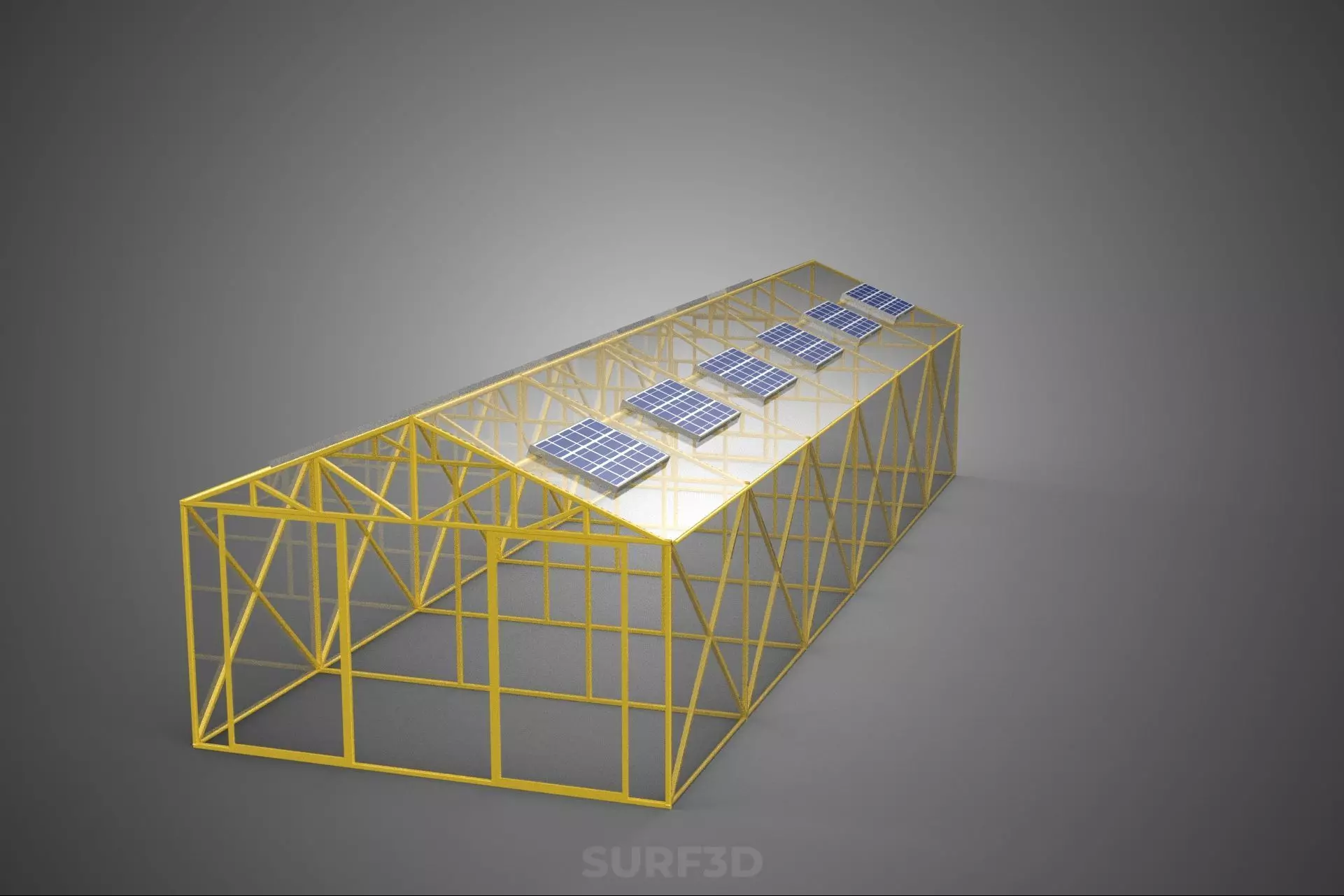 SOLAR POWERED PLANT CROP GREENHOUSE HOTHOUSE GLASSHOUSE GARDEN 3D model_26