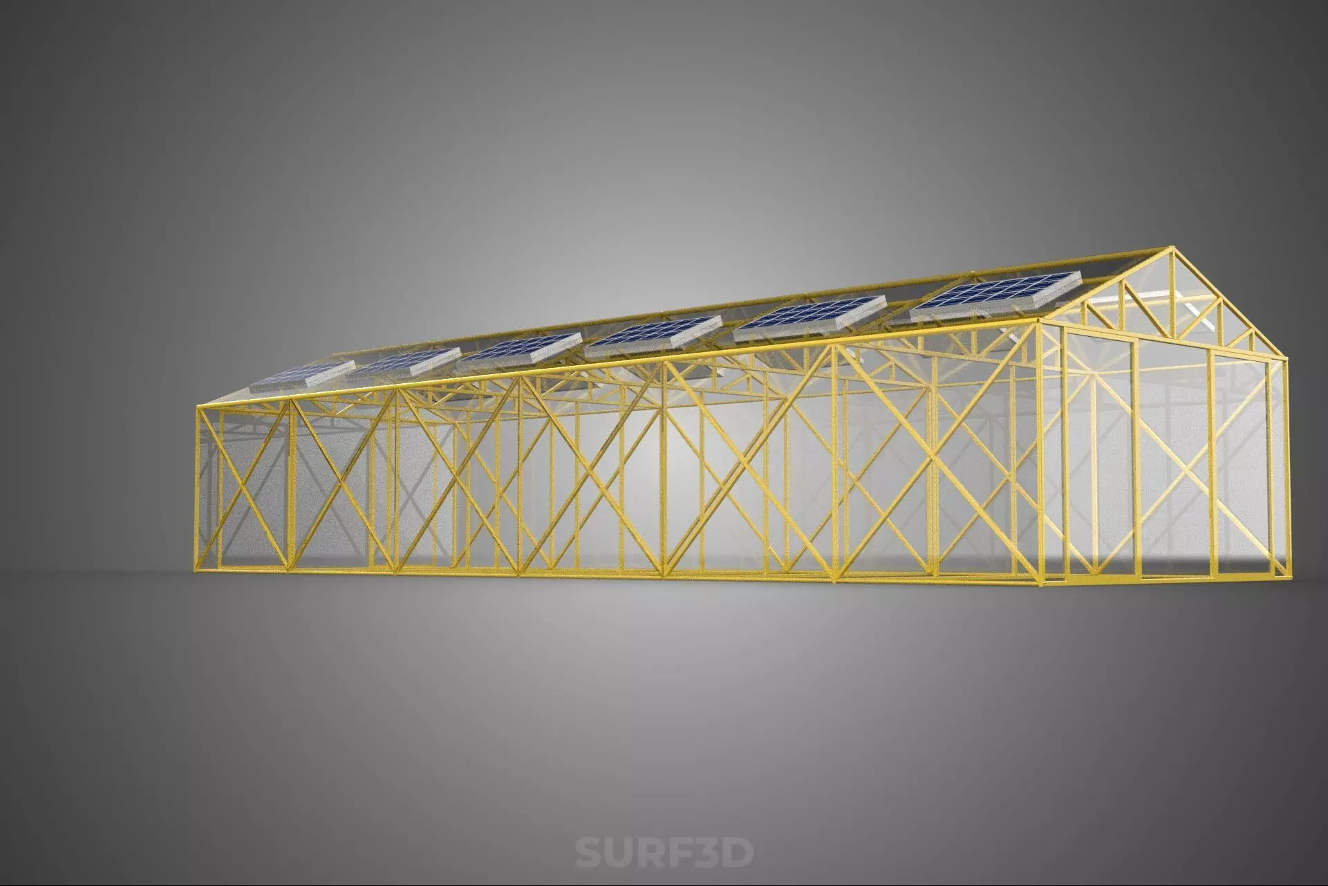 SOLAR POWERED PLANT CROP GREENHOUSE HOTHOUSE GLASSHOUSE GARDEN 3D model_13
