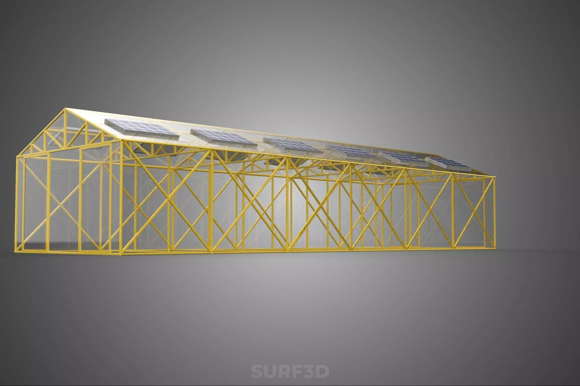 SOLAR POWERED PLANT CROP GREENHOUSE HOTHOUSE GLASSHOUSE GARDEN 3D model_15