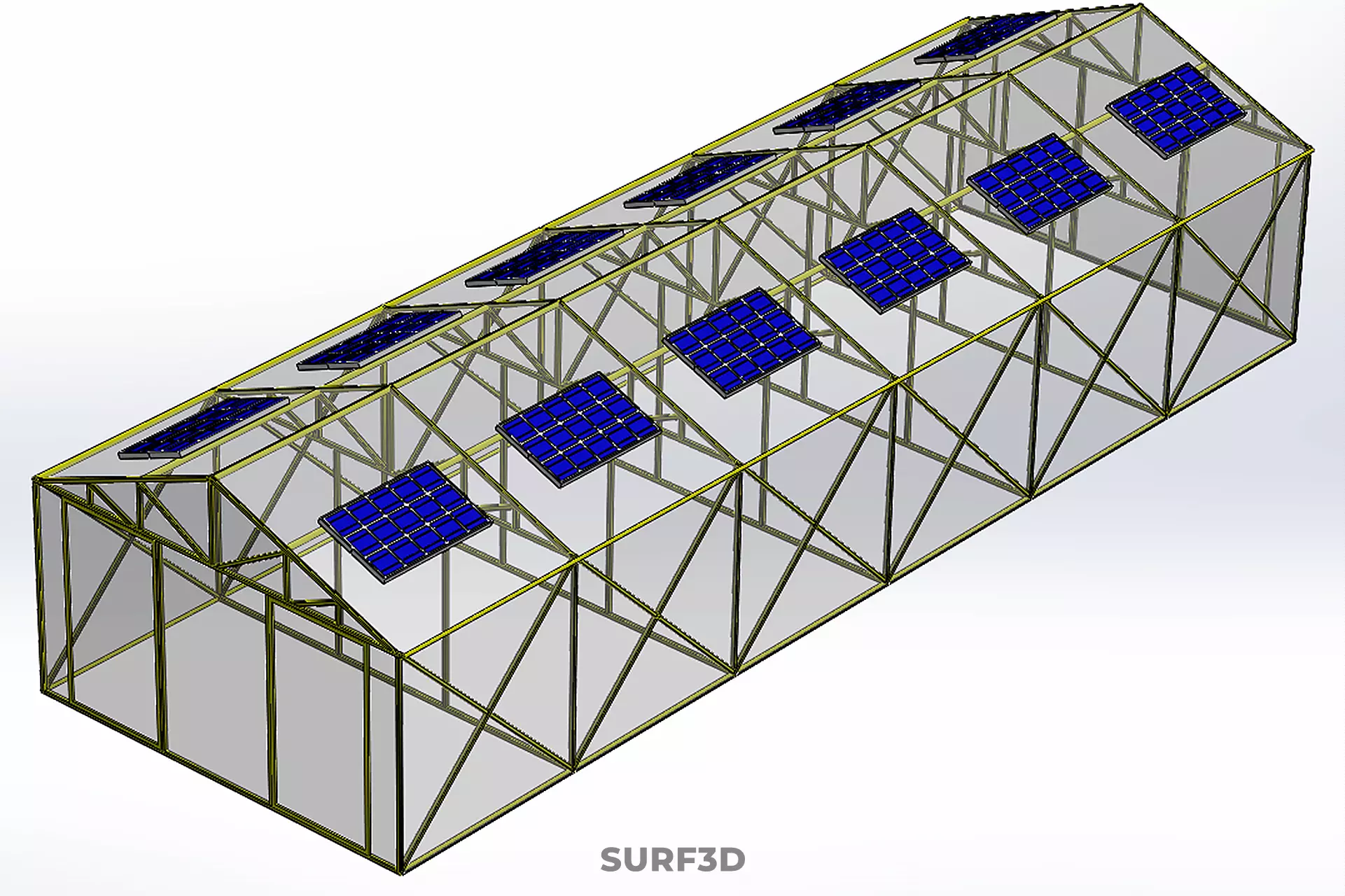 SOLAR POWERED PLANT CROP GREENHOUSE HOTHOUSE GLASSHOUSE GARDEN 3D model_30