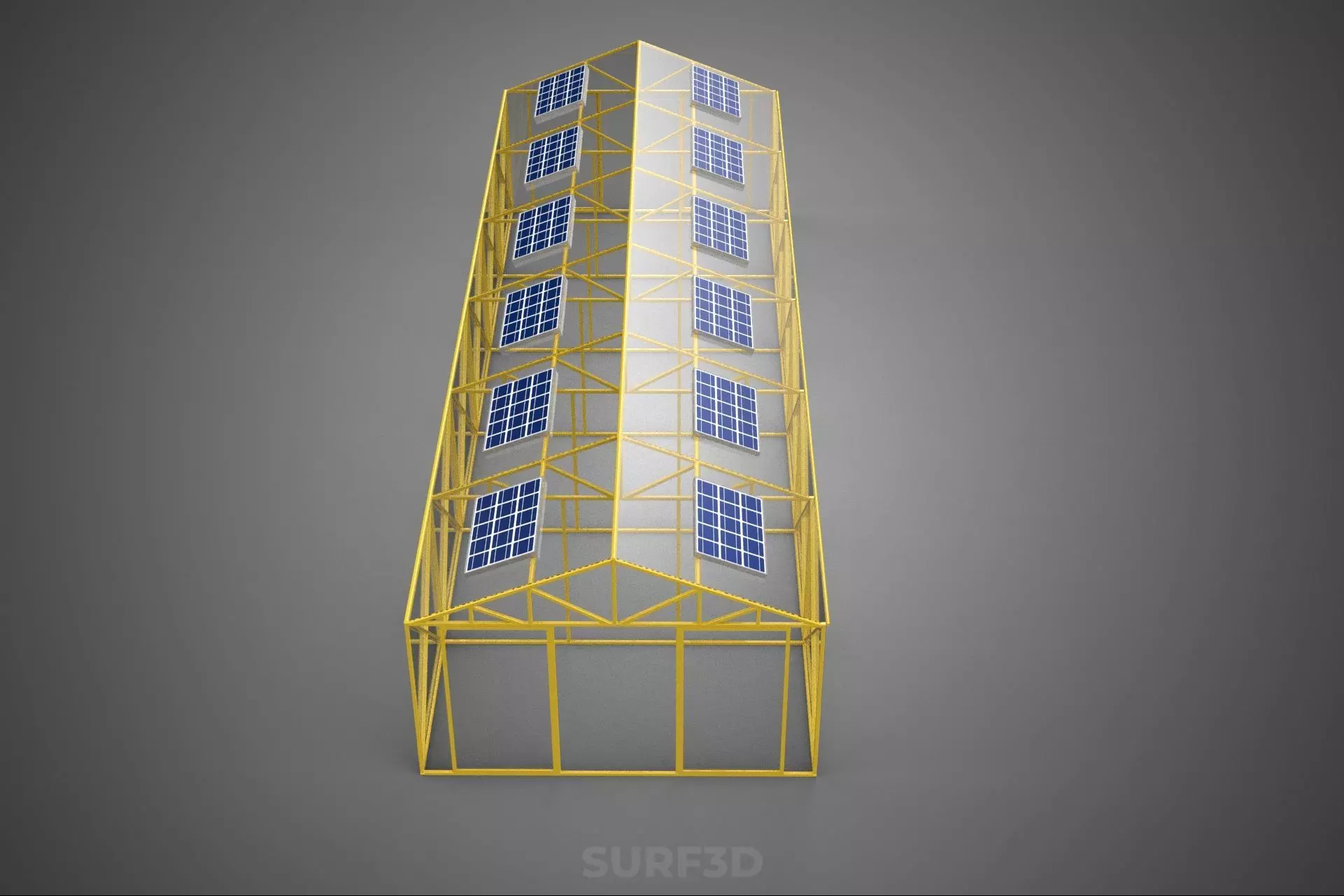 SOLAR POWERED PLANT CROP GREENHOUSE HOTHOUSE GLASSHOUSE GARDEN 3D model_2