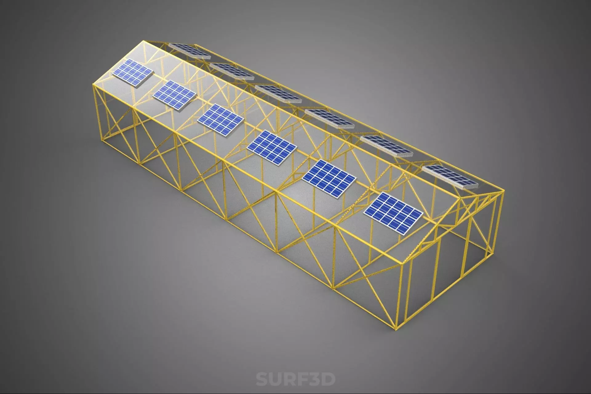 SOLAR POWERED PLANT CROP GREENHOUSE HOTHOUSE GLASSHOUSE GARDEN 3D model_1