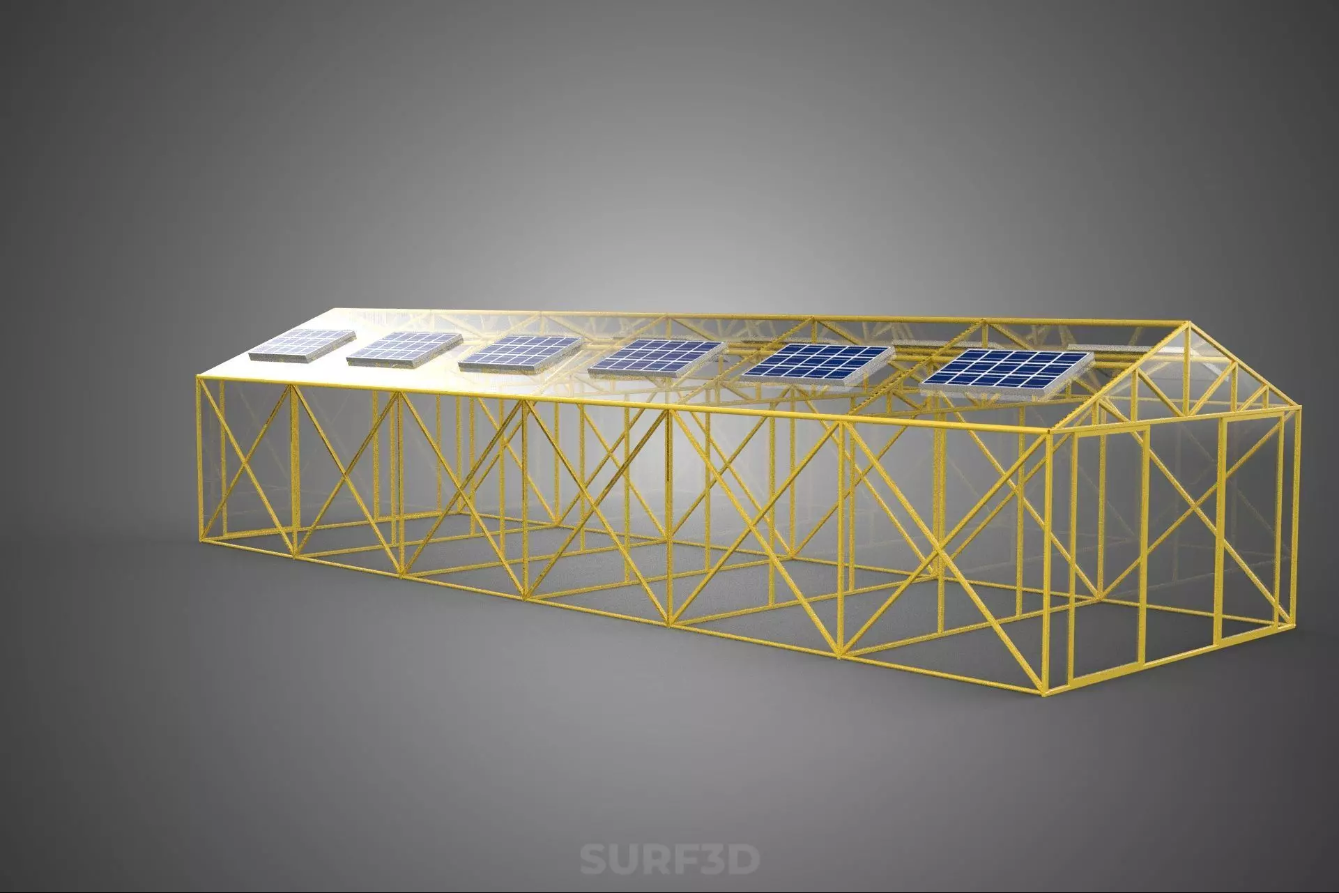 SOLAR POWERED PLANT CROP GREENHOUSE HOTHOUSE GLASSHOUSE GARDEN 3D model_6