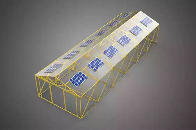 SOLAR POWERED PLANT CROP GREENHOUSE HOTHOUSE GLASSHOUSE GARDEN 3D model