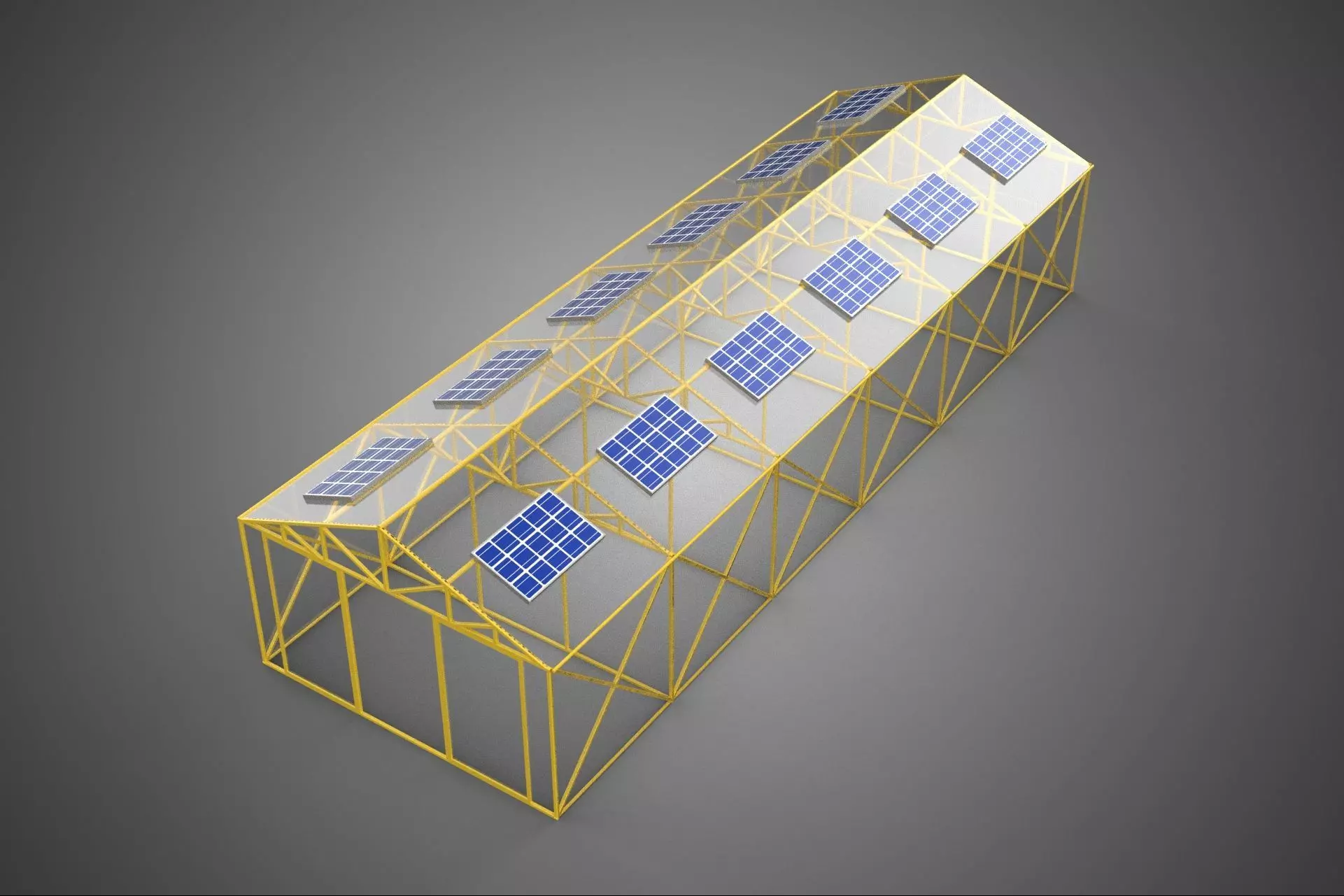 SOLAR POWERED PLANT CROP GREENHOUSE HOTHOUSE GLASSHOUSE GARDEN 3D model_0