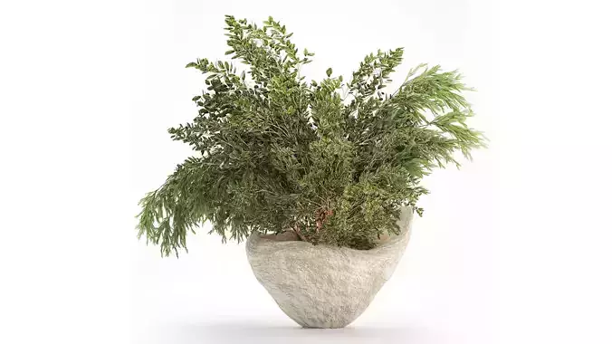 Realistic flower bouquet decor branches leaves vase 660